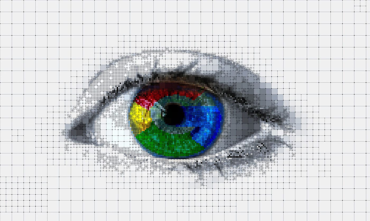 google logo in an eye