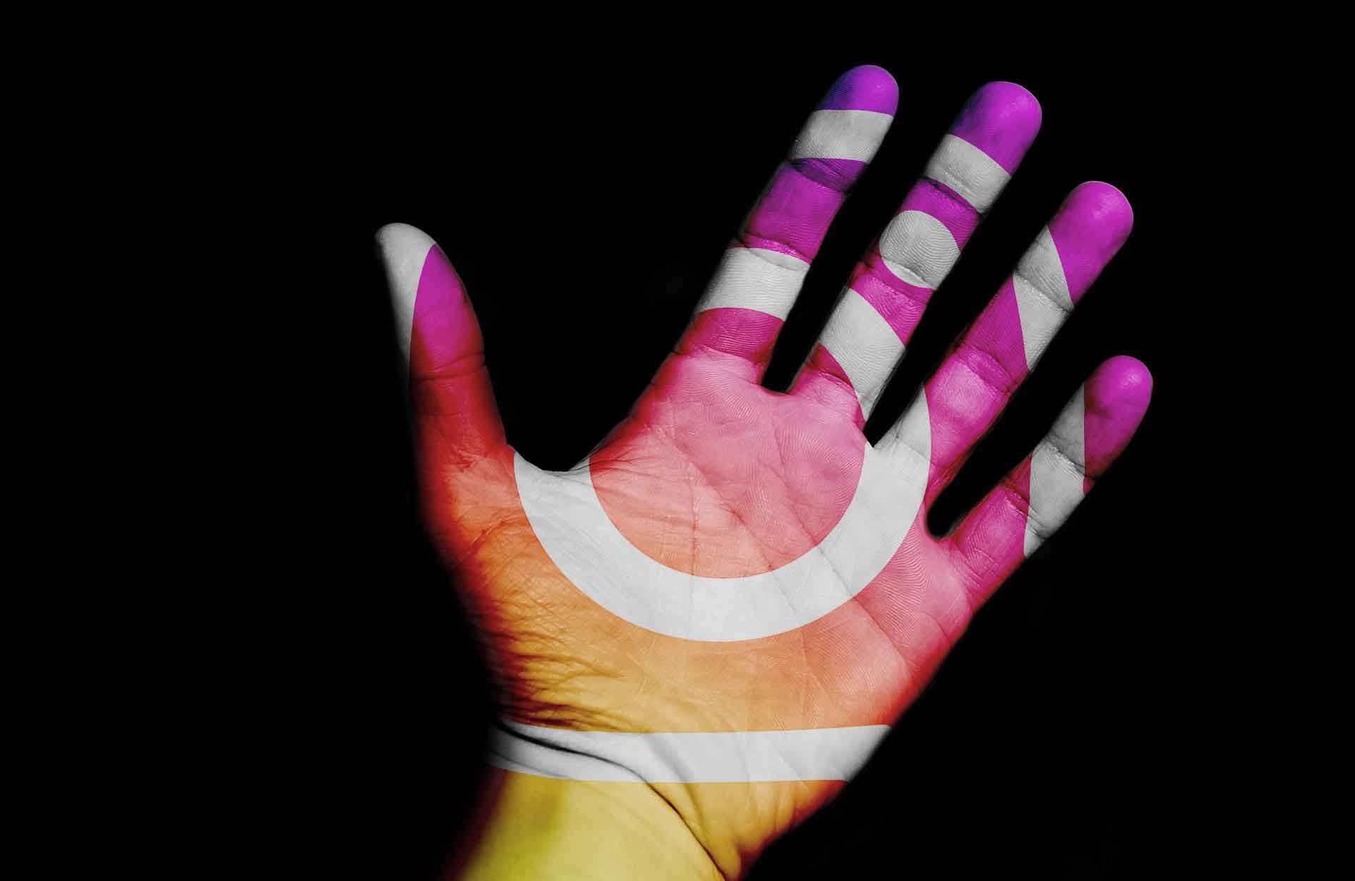 hand with Instagram logo