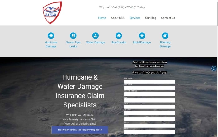 usa damage claims website